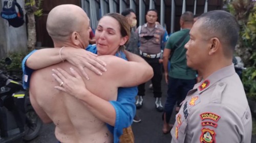 Salah satu korban selamat akibat perahu rafting terbalik di Tukad Ayung, Payangan, Gianyar