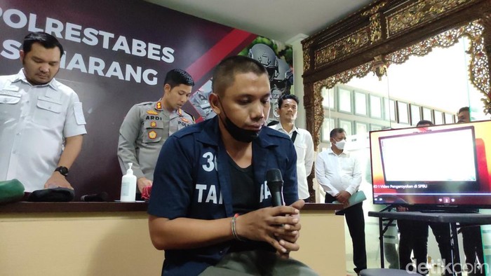 Tersangka pemukulan driver ojol di Semarang.
