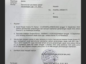 Ini Surat Polres Malang yang Diabaikan PT LIB Berujung Tragedi Kanjuruhan