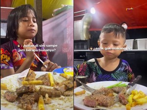 Ditraktir Makan Steak, Reaksi Bocah Penjual Tisu Ini Bikin Haru Netizen