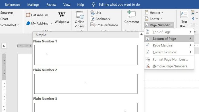 Membuat Nomor Halaman di Word