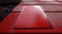 Sebuah penanda gedung Konsulat Jenderal Federasi Rusia tertutup cat merah. Pencaplokan yang diklaim yakni atas wilayah Kherson, Zaporizhzhia, Luhansk dan Donetsk di Ukraina timur