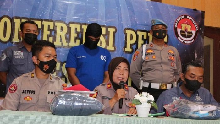 Polsek Kretek, Bantul, jumpa pers kasus pencurian motor, Selasa (4/10/2022).