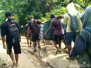 Miris! Warga Pesisir Barat Lampung Ditandu 5 Jam ke Puskesmas