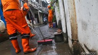 Banjir di Jalan Poncol 9, Kelurahan Kuningan Barat, Kecamatan Mampang Prapatan, Jakarta Selatan, sudah surut pada hari Rabu (5/10/2022) pukul 09.30 WIB.