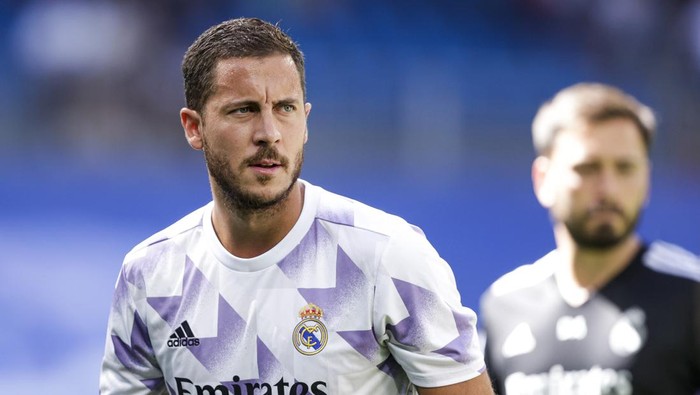 MADRID, SPAIN - SEPTEMBER 11: Eden Hazard of Real Madrid during the La Liga Santander  match between Real Madrid v Real Mallorca at the Estadio Santiago Bernabeu on September 11, 2022 in Madrid Spain (Photo by David S. Bustamante/Soccrates/Getty Images)