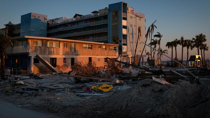 Remains of destroyed restaurants, shops and other businesses are seen after Hurricane Ian caused widespread destruction, in Fort Myers Beach, Florida, U.S., October 4, 2022. REUTERS/Marco Bello