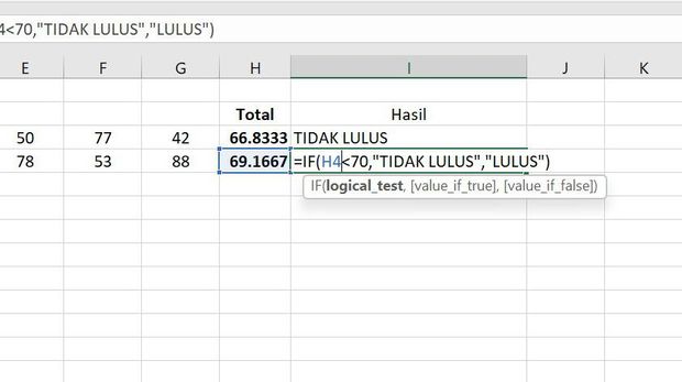 Rumus Excel Single IF