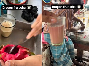 Unik! Teh Buah Naga Ini Disajikan Pakai Buah Asli Bukan Perisa
