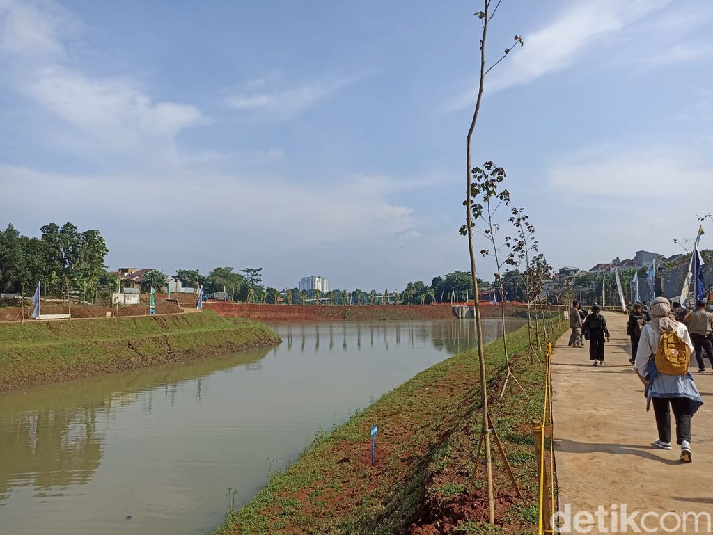 Gubernur DKI Anies Baswedan meresmikan Ruang Limpah Sungai Brigif di Jagakarsa. Menurutnya, ruang terbuka publik ini dibangun dengan konsep berbasis alam. (Tiara Aliya/detikcom)