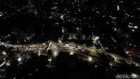 Foto aerial menunjukkan kawasan Jalan Warung Buncit Raya, Jakarta Selatan arah Pejaten macet parah, Kamis (6/10/2022).