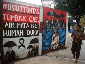 Spanduk hingga Mural Usut Tuntas Tragedi Kanjuruhan Bertebaran di Malang