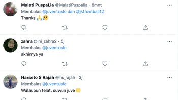 Ucapan terima kasih kepada Juventus yang menyempatkan waktu untuk mengheningkan cipta Tragedi Kanjuruhan. Foto: Twitter