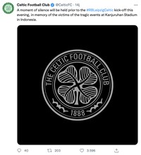 Klub-klub Eropa yang berlaga di Liga Champions mengheningkan cipta sebelum pertandingan dimulai pada tadi malam.