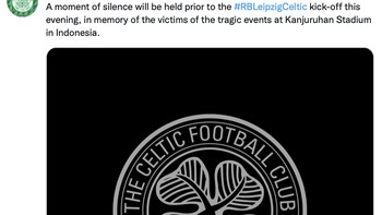 Dukungan moril dari Celtic untuk para korban Tragedi Kanjuruhan. Foto: Twitter
