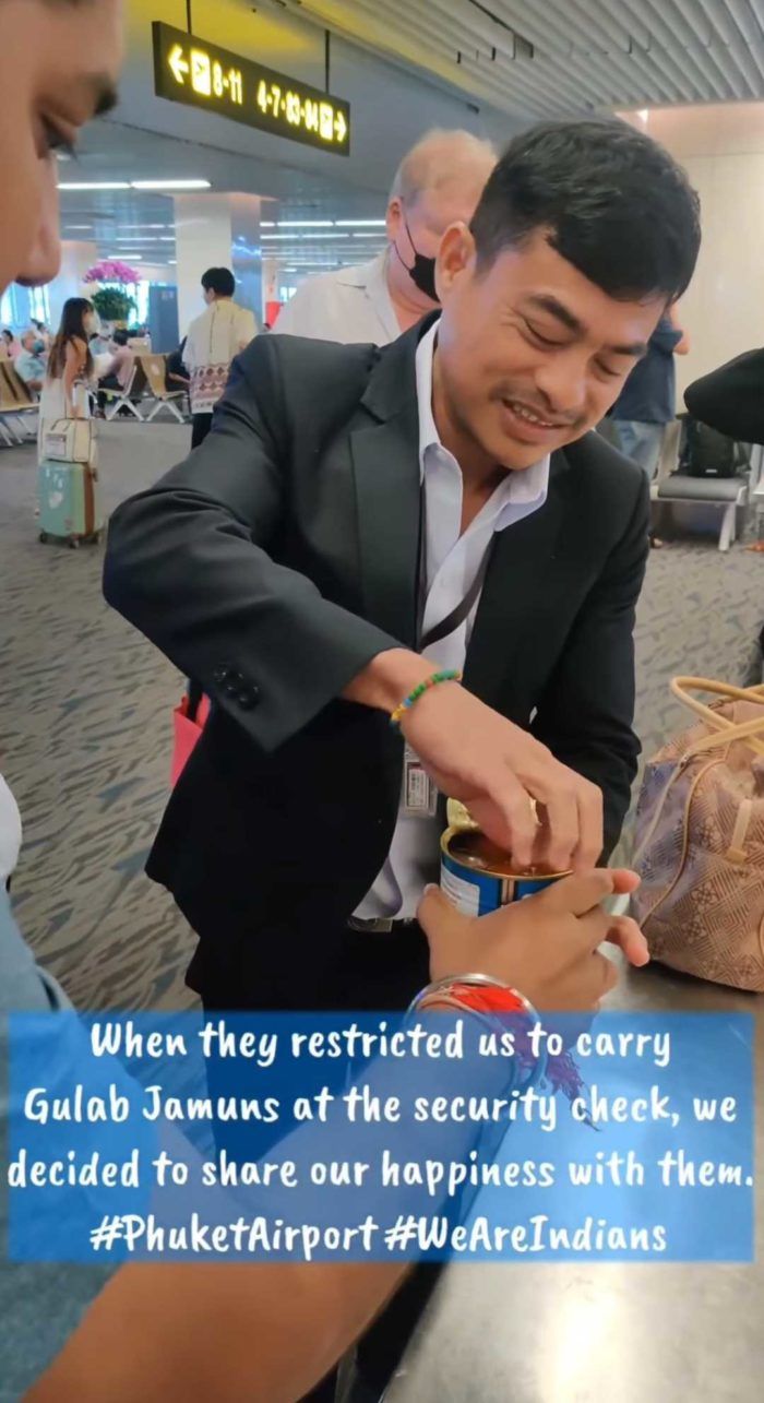 Está prohibido llevar comida en el avión, este hombre compartió su comida con los funcionarios del aeropuerto