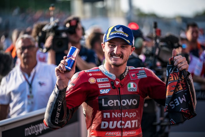 MOTEGI, JAPAN - SEPTEMBER 25: Jack Miller of Australia and Ducati Lenovo Team at parc ferme after his race win during the race of the MotoGP Motul Grand Prix of Japan at Twin Ring Motegi on September 25, 2022 in Motegi, Japan. (Photo by Steve Wobser/Getty Images)