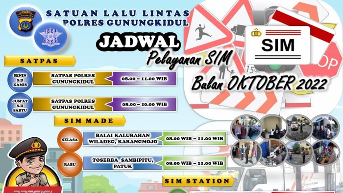 Jadwal SIM Keliling Gunungkiidul, Oktober 2022.
