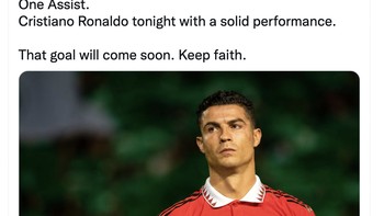 Performa solid semalam Ronaldo. Tenang saja, gol akan segera datang, Ronaldo. Foto: Twitter