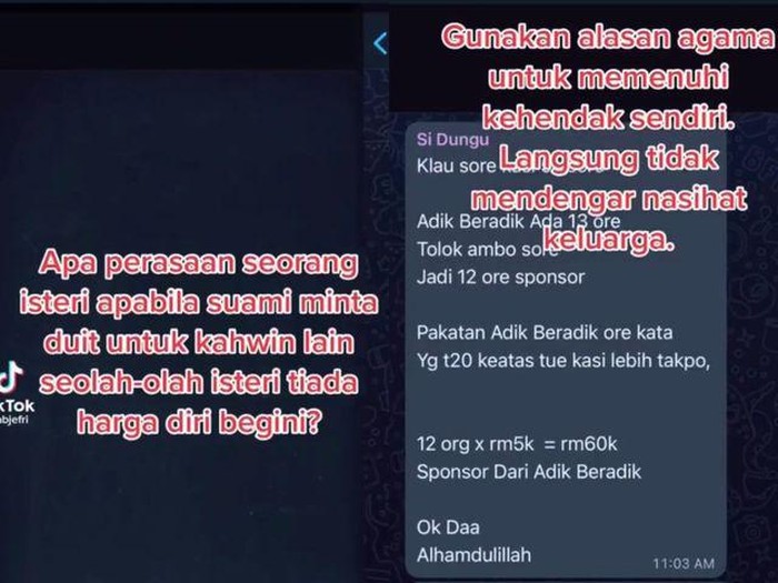 Unggahan suami ingin poligami malah minta uang ke istri dan saudara kandung, viral di media sosial. Unggahan suami ingin poligami malah minta uang ke istri dan saudara kandung, viral di media sosial.