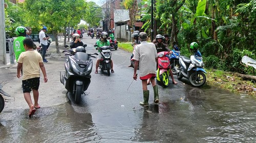 Banjir yang melanda wilayah Badung, Bali, Sabtu (8/10/2022).
