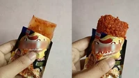 Pedasnya nyelekit! Bukan dari susu, es yang satu ini dibuat dari bubuk cabai kemasan. Es krim ini lebih cocok untuk penggemar makanan  pedas saja. Foto: Twitter/FFOODFESS