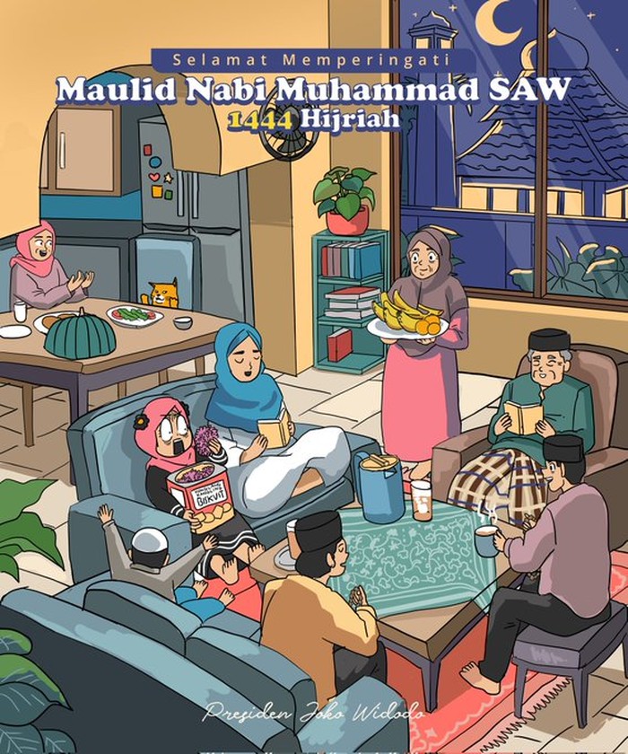 Gambar ilustrasi ucapan selamat Maulid Nabi Muhammad SAW 144 H dari Jokowi. (Twitter Presiden Jokowi)