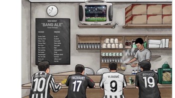 Eh, ternyata punggawa Juventus dan para legendanya sudah ngopi duluan di warkop Foto: Twitter