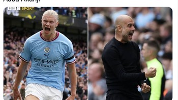 Akun ini menilai Haaland dan Guardiola sukses mengubah Liga Inggris jadi Liga Petani karena mereka tertalu dominan dan belum terkalahkan, sering menang telak. Foto: Twitter