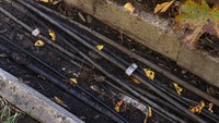 Kabel terletak di poros beton di sebelah rel kereta api di tempat di distrik Hohenschoenhausen.