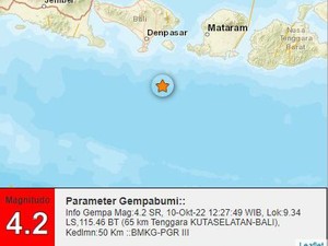 Gempa M 4,2 Guncang Kuta Selatan Siang Ini, Terasa Hingga Lombok