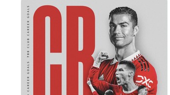 Penantian Ronaldo untuk kembali mencatatkan namanya di papan skor akhirnya terjadi saat MU bersua dengan Everton. Foto: Twitter