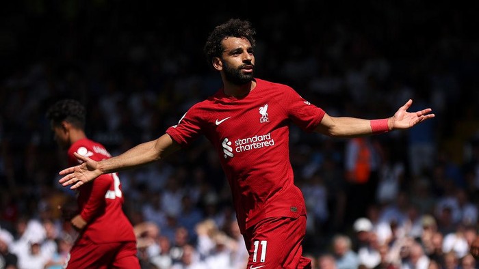 LONDON, ENGLAND - OCTOBER 09: Mohamed Salah of Liverpool during the Premier League match between Arsenal FC and Liverpool FC at Emirates Stadium on October 09, 2022 in London, England. (Photo by Robin Jones/Getty Images)