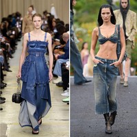 Glamorous denim. Diesel, Burberry, dan Givenchy menyertakan denim untuk pilihan cocktail dress yang siap menemani momen glamor pemakainya. (Foto: Getty Images)