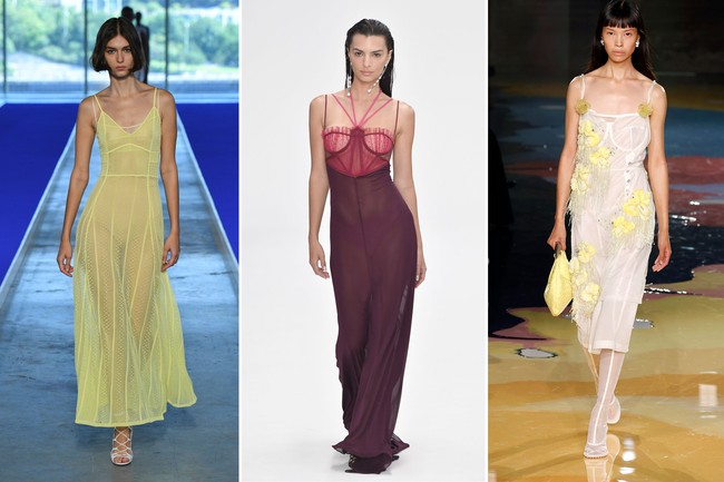 Sexy structure. Saatnya tampil seksi dengan busana yang mengekspos kerangka dan pola seperti terlihat di koleksi Jason Wu, Nensi Dojaka, dan Bottega Veneta. (Foto: Getty Images)