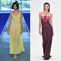 Sexy structure. Saatnya tampil seksi dengan busana yang mengekspos kerangka dan pola seperti terlihat di koleksi Jason Wu, Nensi Dojaka, dan Bottega Veneta. (Foto: Getty Images)