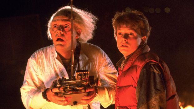 Cuplikan adegan Back to the Future (1985).