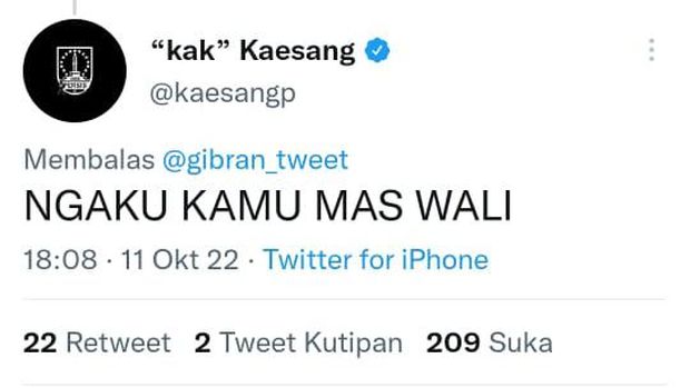 Komentar Kaesang di Twitter Gibran,