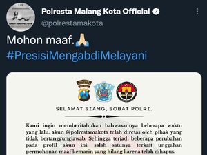 Akun Twitter Polresta Malang Kota Diretas Usai Unggah Foto Sujud Massal