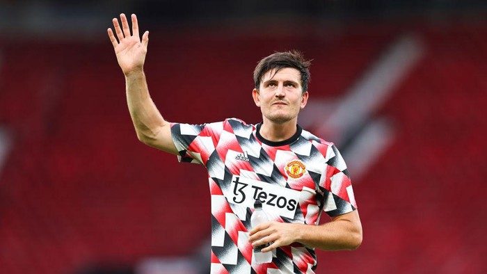 MANCHESTER, ENGLAND - SEPTEMBER 04: Harry Maguire of Manchester United   during the Premier League match between Manchester United and Arsenal FC at Old Trafford on September 4, 2022 in Manchester, United Kingdom. (Photo by Robbie Jay Barratt - AMA/Getty Images)