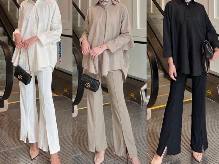 Rekomendasi padu padan slit pants untuk hijabers. Rekomendasi padu padan slit pants untuk hijabers.