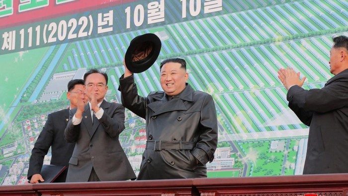 North Koreas leader Kim Jong Un attends the opening ceremony of the Ryonpho Greenhouse Farm to mark the anniversary of the founding of the ruling Workers Party, in North Korea, in this undated photo released on October 11, 2022 by North Koreas Korean Central News Agency (KCNA). KCNA via REUTERS ATTENTION EDITORS - THIS IMAGE WAS PROVIDED BY A THIRD PARTY. REUTERS IS UNABLE TO INDEPENDENTLY VERIFY THIS IMAGE. NO THIRD PARTY SALES. SOUTH KOREA OUT. NO COMMERCIAL OR EDITORIAL SALES IN SOUTH KOREA.      TPX IMAGES OF THE DAY