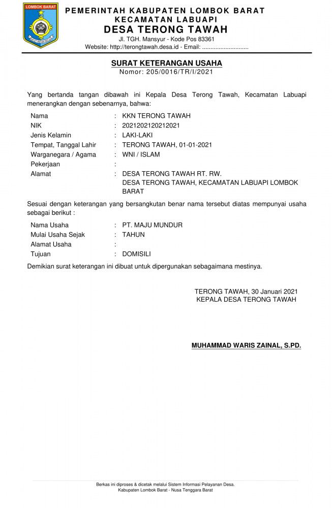 10 Contoh Surat Keterangan Usaha Yang Baik Dan Benar Paperplane 8384