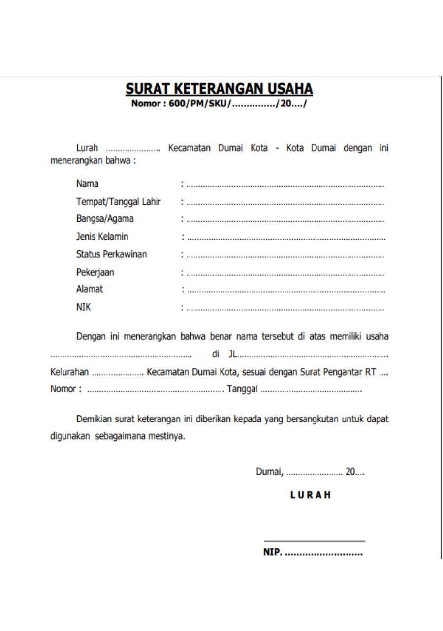 10 Contoh Surat Keterangan Usaha Yang Baik Dan Benar 