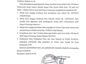 Wali Murid SMPN 6 Ponorogo Curhat Ditarik Dana Pembangunan Masjid Rp 1,5 Juta