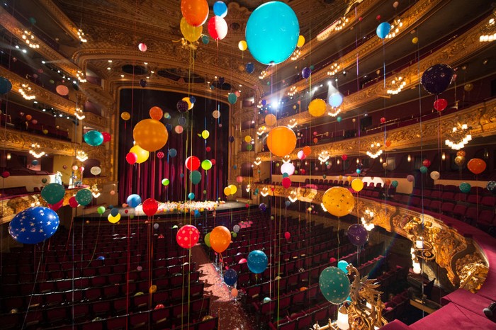 BARCELONA, SPAIN - OCTOBER 11:  Artist Flavia Junqueira presents an ephimeral installation of balloons at Gran Teatre Del Liceu on October 11, 2022 in Barcelona, Spain. (Photo by Jordi Vidal/Getty Images)