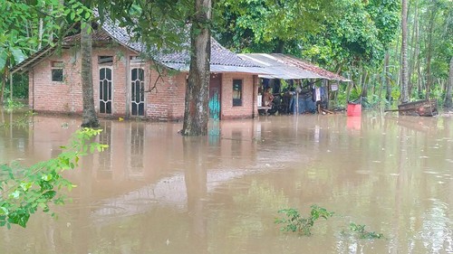 Salah satu kawasan permukiman yang terendam banjir di Jembrana Kamis (13/10/2022).
