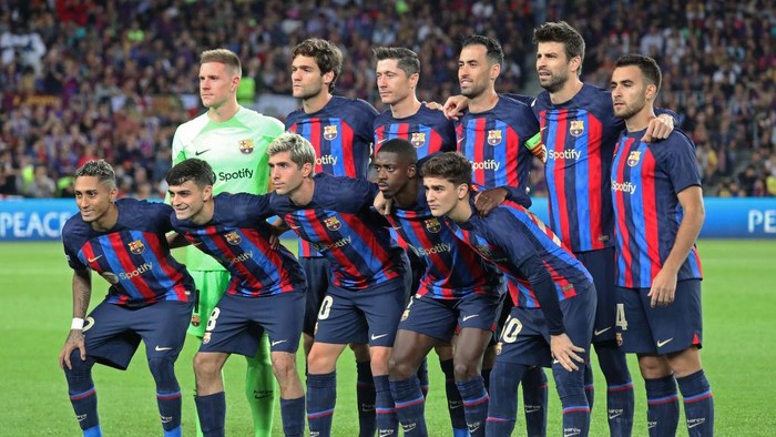 FC Barcelona team during the match between FC Barcelona and FC Internazionale Milano, corresponding to the week 4 group stage of the UEFA Champions League, played at the Spotify Camp Nou, in Barcelona, on 12th october 2022. (Photo by Joan Valls/Urbanandsport /NurPhoto via Getty Images)