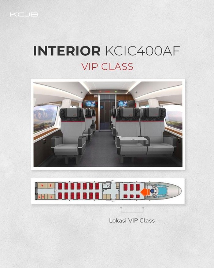 Interior kelas VIP Kereta Cepat Jakarta-Bandung Interior kelas VIP Kereta Cepat Jakarta-Bandung