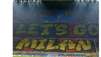 Pendukung AC Milan memang luar biasa, tapi sekarang jadi sindirian mengajak timnya ke Liga Eropa. Foto: Twitter